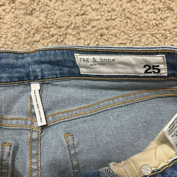 NWT Rag & Bone Nina High Rise Ankle Skinny Distressed Blue Jeans size 25 (Aspen) - Picture 6 of 12